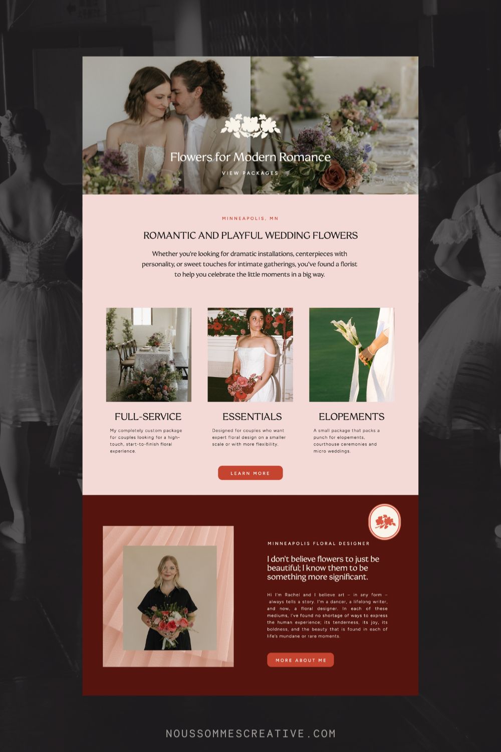 A red and pink website design from my website design portfolio