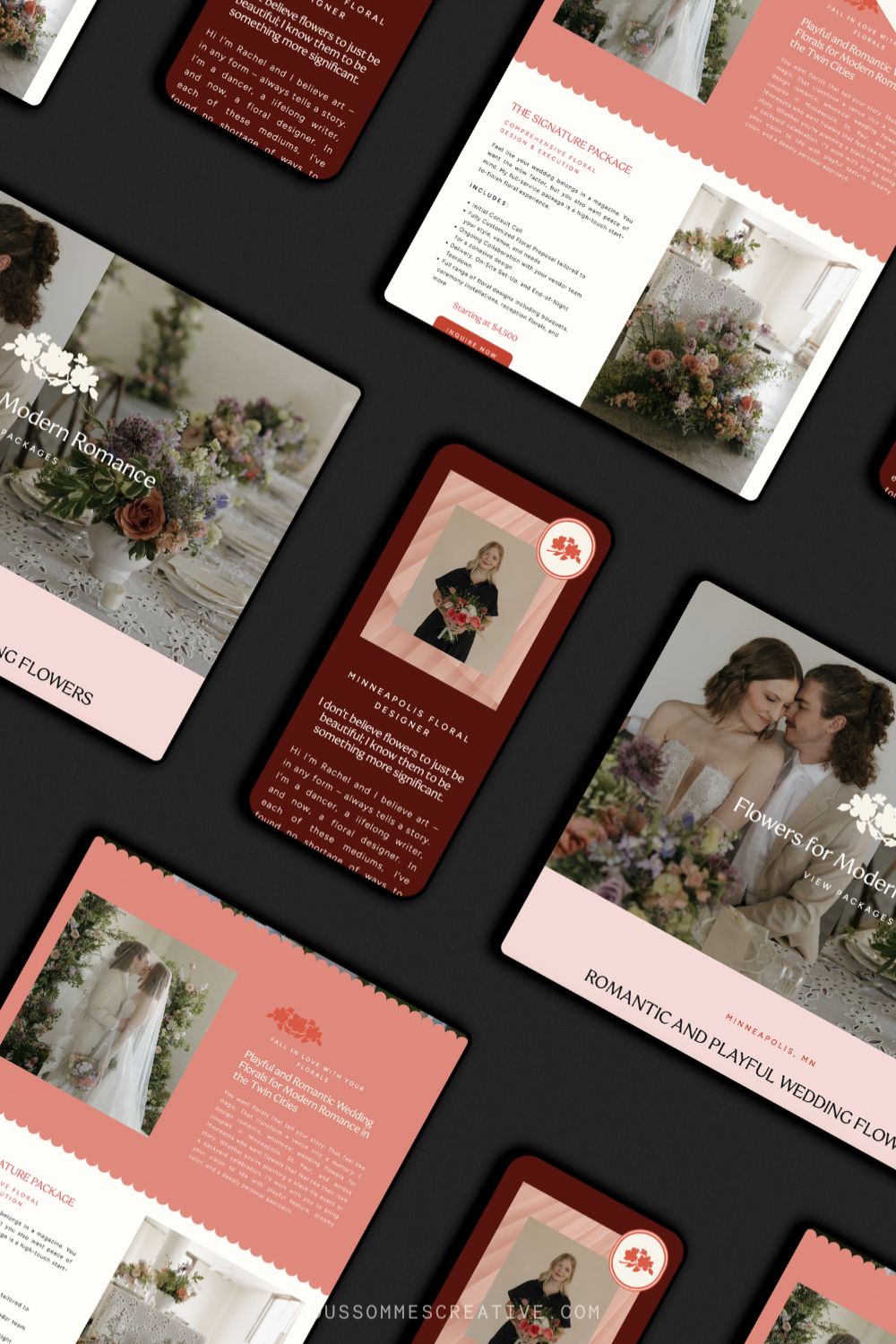 A wedding florist website design on mobile web design