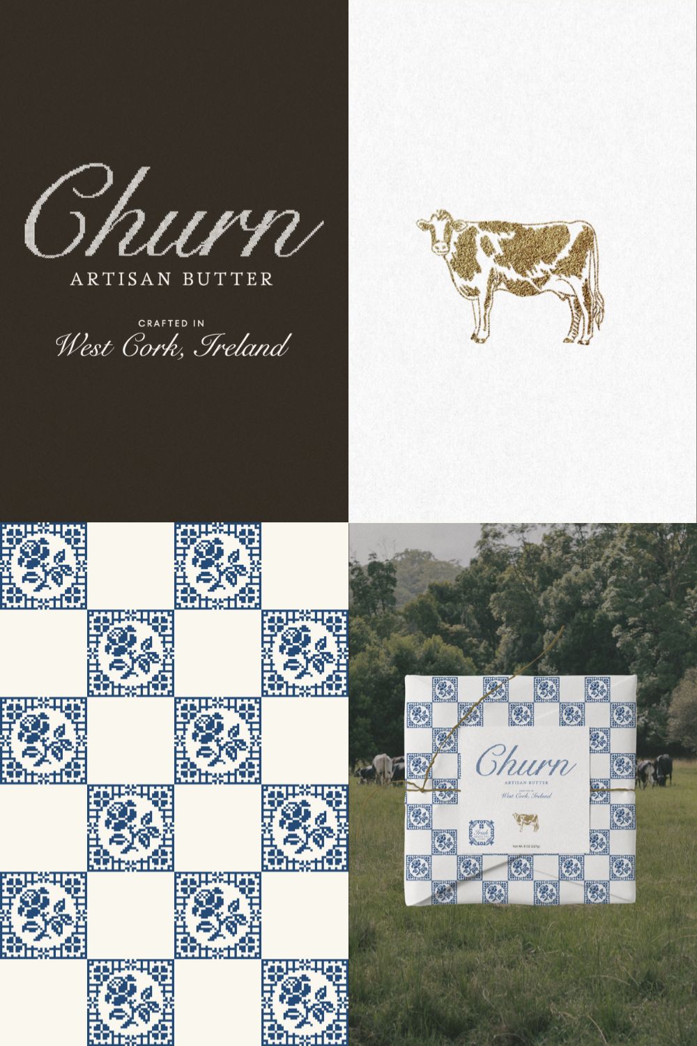 A collage of branding design created for a butter brand without using AI branding