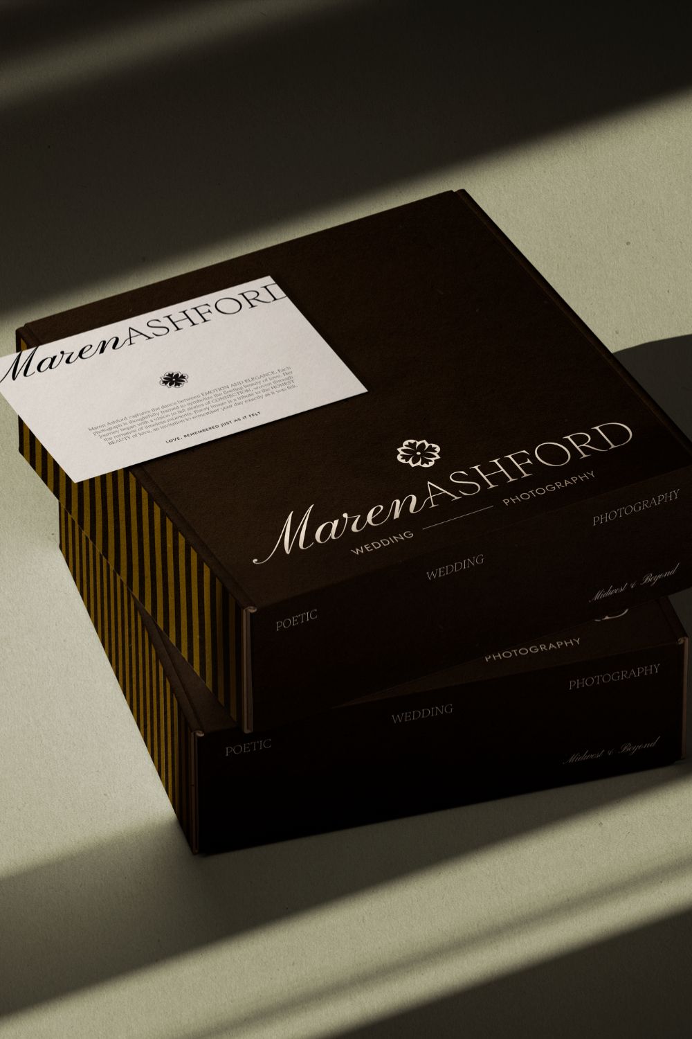 Elements from a wedding photographer's luxury branding design